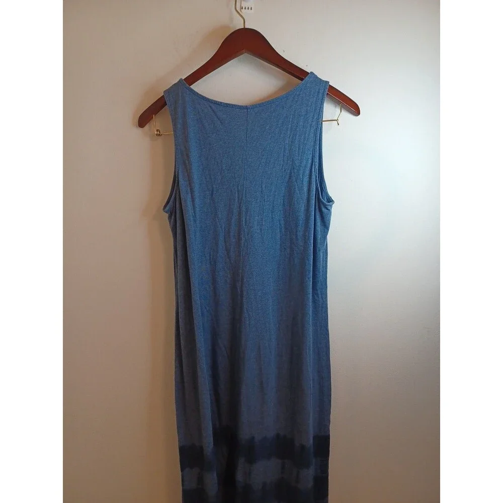 Pure J. Jill Tie Dyed Maxi Dress M Petite Blue Sleeveless Pullover Tank V Neck - Picture 7 of 9